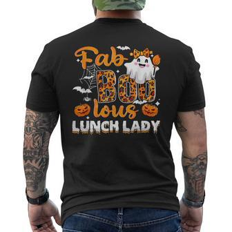Faboolous Lunch Lady Happy Halloween Pumpkin Matching Men's T-shirt Back Print - Monsterry