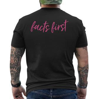 Facts First Quote Anchor Viral Video Journalists Tv News Mens Back Print T-shirt | Mazezy