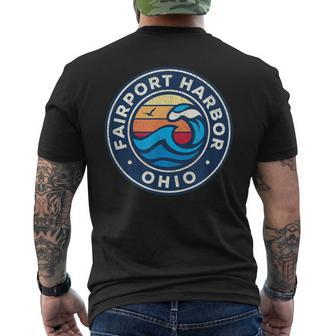 Fairport Harbor Ohio Oh Vintage Nautical Waves Men's T-shirt Back Print | Mazezy