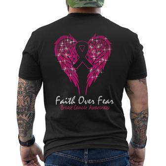 Faith Over Fear Love Breast Cancer Awareness Men's T-shirt Back Print