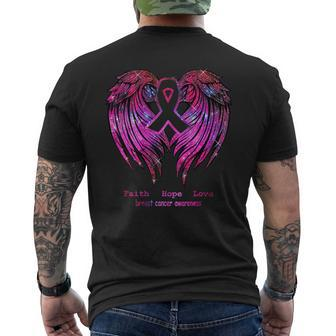 Faith Hope Love Wings Breast Cancer Awareness Back Men's T-shirt Back Print