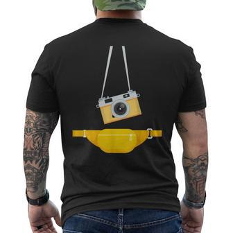 Fake Tourist Photographer Strap Hanging Camera & Bum Bag Mens Back Print T-shirt - Seseable