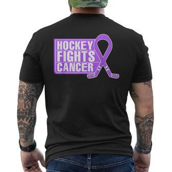 Family Member Support Hockey Fights Cancer Awareness Men's T-shirt Back Print - Seseable