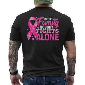 In This Family No One Fight Alone Breast Cancer Awareness Men's T-shirt Back Print - Monsterry AU