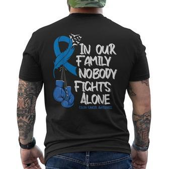 In Our Family Nobody Fights Alone Colon Cancer Awareness Men's T-shirt Back Print - Seseable