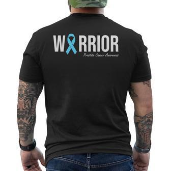 Family Prostate Cancer Awareness Light Blue Ribbon Warrior Men's T-shirt Back Print - Monsterry DE