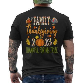 Family Thanksgiving 2023 Thankful For My Tribe Autumn Vibes Men's T-shirt Back Print - Seseable