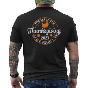 Family Thanksgiving 2023 Thankful For My Tribe Group Autumn Men's T-shirt Back Print - Thegiftio UK