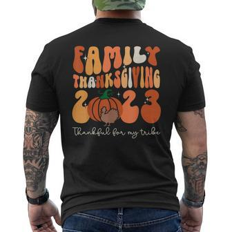 Family Thanksgiving 2023 Thankful For My Tribe Group Pumpkin Men's T-shirt Back Print - Seseable