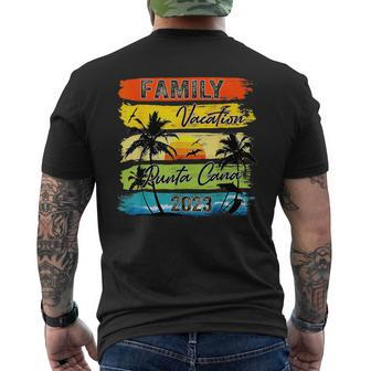 Family Vacation Punta Cana 2023 Summer Retro Sunset Beach Mens Back Print T-shirt | Mazezy