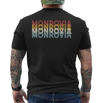 Famous City 70'S Retro Usa Vintage Monrovia Men's T-shirt Back Print | Mazezy