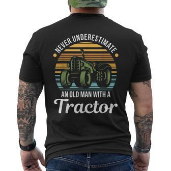 Farmer Never Underestimate An Old Man With A Tractor Gift For Mens Mens Back Print T-shirt - Seseable