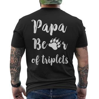 Father Of Triplets Papa Bear Fathers Day Men's T-shirt Back Print | Mazezy