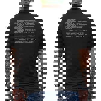 Fathers Day American Flag Husband Daddy Protector Hero Mens Back Print T-shirt | Mazezy