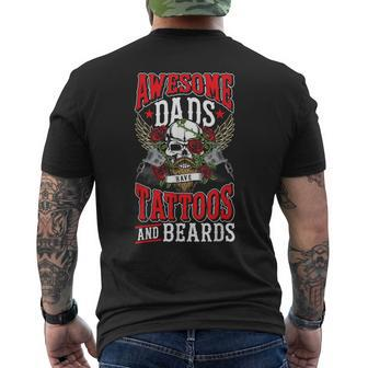 Fathers Day Awesome Dads Have Tattoos And Beards Dad Father Gift For Mens Mens Back Print T-shirt - Seseable