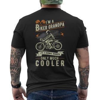 Fathers Day Biker Grandpa Grandfather Motorcycle Biking Mens Back Print T-shirt - Seseable