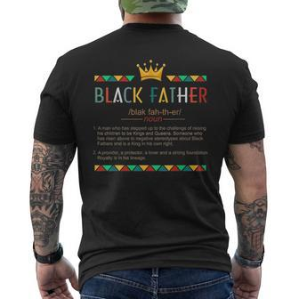 Fathers Day Black African American Father Definition Graphic Mens Back Print T-shirt | Mazezy