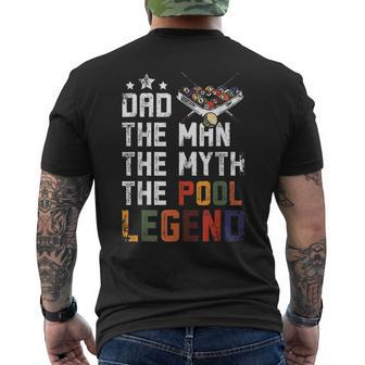 Fathers Day Dad The Pool Billiards Legend Mens Back Print T-shirt - Seseable