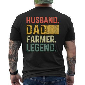 Fathers Day Husband Dad Farmer Legend Funny Vintage Mens Back Print T-shirt - Seseable