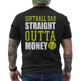 Fathers Day Softball Dad Straight Outta Money Mens Back Print T-shirt - Seseable