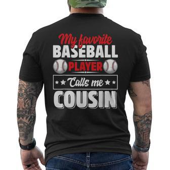 My Favorite Baseball Player Calls Me Cousin Fathers Day Men's Back Print T-shirt | Mazezy