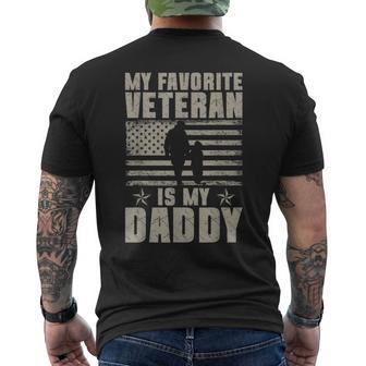 My Favorite Veteran Is My Daddy Veterans Day Usa Flag Men's T-shirt Back Print - Thegiftio