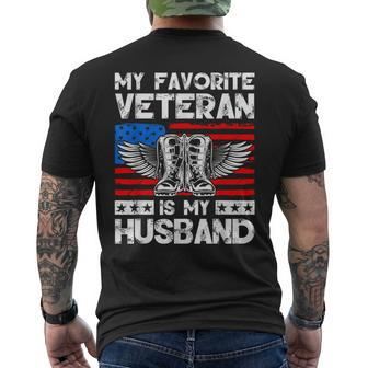 My Favorite Veteran Is My Husband American Us Flag Men's T-shirt Back Print | Mazezy