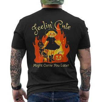 Feeling Cute Might Curse You Later Cute Witch Men's T-shirt Back Print - Seseable