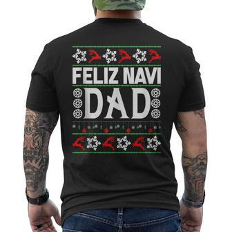 Feliz Navi Dad-Navidad Ugly Christmas Sweater Men's T-shirt Back Print - Monsterry