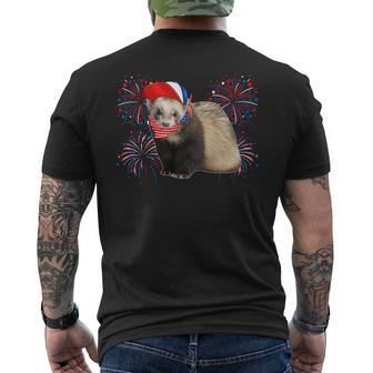 Ferret 4Th Of July American Flag Fireworks Costume Animal Mens Back Print T-shirt - Monsterry UK