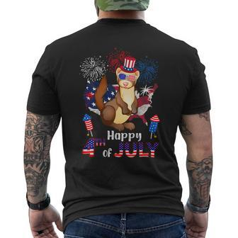 Ferret Proud American Flag Fireworks Lover Happy 4Th Of July Mens Back Print T-shirt - Monsterry UK