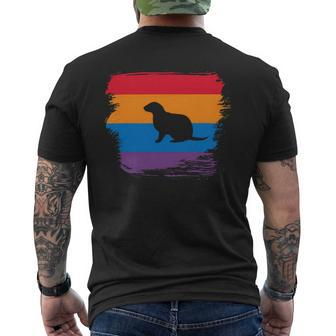 Ferret Shadow Silhouette With Colorful Flag Mens Back Print T-shirt - Monsterry DE
