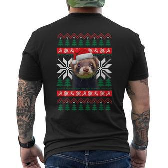 Ferret Ugly Christmas Sweater Style Santa Hat Animal Men's T-shirt Back Print - Monsterry UK