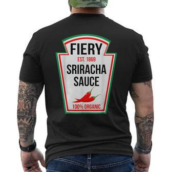 Fiery Sriracha Sauce Bottle Label Halloween Family Matching Men's T-shirt Back Print - Thegiftio UK