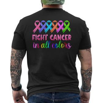 Fight Cancer In All Color Feather Breast Cancer Awareness Men's T-shirt Back Print | Mazezy