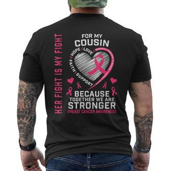 Her Fight Is My Fight Cousin Breast Cancer Awareness Family Men's T-shirt Back Print - Seseable