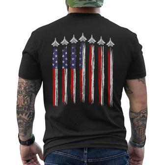 Fighter Jet Airplane Usa Flag 4Th Of July Patriotic Boy Mens Back Print T-shirt | Mazezy