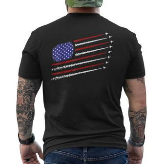 Fighter With Usa American Flag 4Th Of July Celebration Black Men's Crewneck Short Sleeve Back Print T-shirt - Monsterry