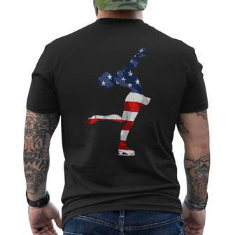 Figure Skating Sport Usa Retro American Flag 4Th Of July Usa Funny Gifts Mens Back Print T-shirt | Mazezy