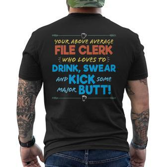 File Clerk Job Drink & Swear Humor Joke Men's T-shirt Back Print | Mazezy