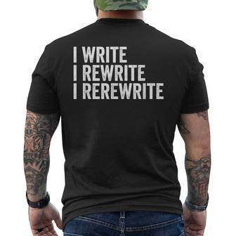 Filmmaking Book Author I Write I Rewrite Screen Writing Writing Funny Gifts Mens Back Print T-shirt | Mazezy