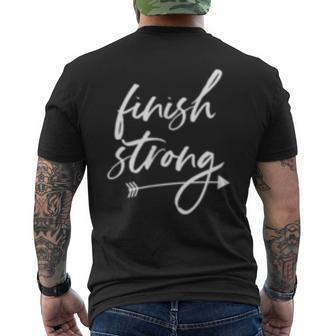 Finish Strong Quote Saying Inspirational Athletic Woman Girl Mens Back Print T-shirt | Mazezy