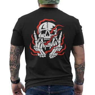 Fire Skeleton Halloween Costume Scary Goth Gothic Skull Men's T-shirt Back Print | Mazezy