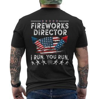 Fireworks Director I Run You Run Flag Funny 4Th Of July Mens Back Print T-shirt - Thegiftio UK