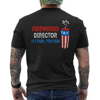 Fireworks Director If I Run You Run 4Th Of July Usa Flag Mens Back Print T-shirt - Monsterry CA