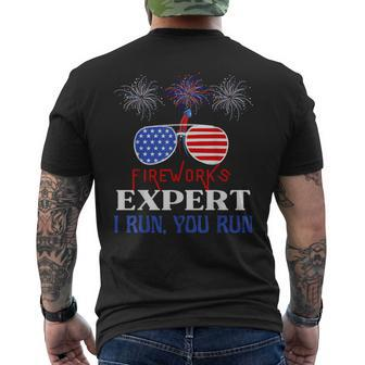 Fireworks Expert Usa Flag Sunglasses 4Th Of July Mens Back Print T-shirt | Mazezy