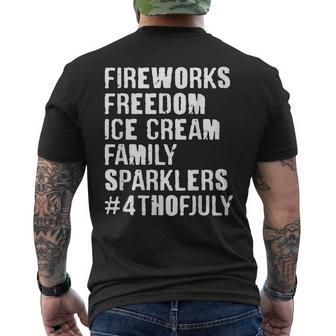 Fireworks Freedom Ice Cream Family Sparklers 4Th Of July Freedom Funny Gifts Mens Back Print T-shirt | Mazezy