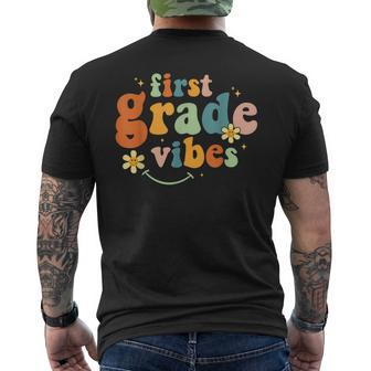 First Grade Vibes 1St Grade Team Retro 1St Day Of School Mens Back Print T-shirt - Seseable