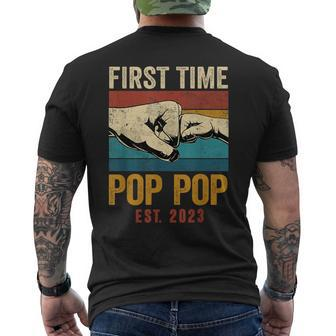 First Time Pop Pop Est 2023 Fathers Day Promoted To Pop Pop Mens Back Print T-shirt | Mazezy