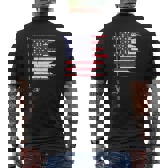Fishing Rod American Flag Fish 4Th Of July Patriot Men Dad  Mens Back Print T-shirt